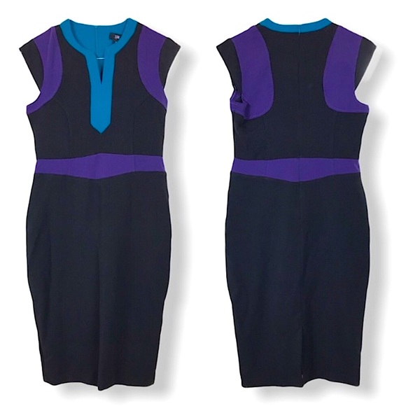 LRK Dresses & Skirts - LRK Black Color Block Paneled Fitted Midi Dress 8